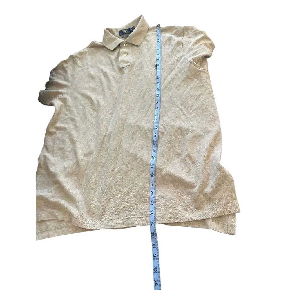 Polo Ralph Lauren Men's Polo Tan‎ Brown Short Sleeve Custom Fit Office Work XL